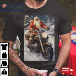 Santa Claus Ride A Motorcycle Christmas Tshirt