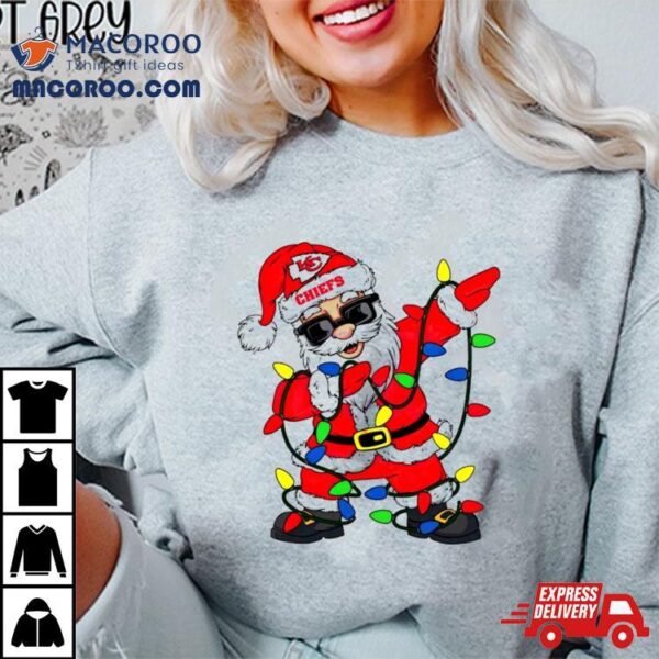 Santa Dabbing Kansas City Chiefs Christmas Lights Shirt