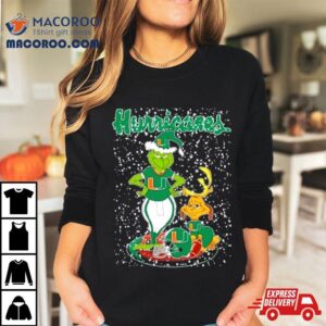 Santa Grinch And Dog Miami Hurricanes Helmet Merry Christmas Tshirt