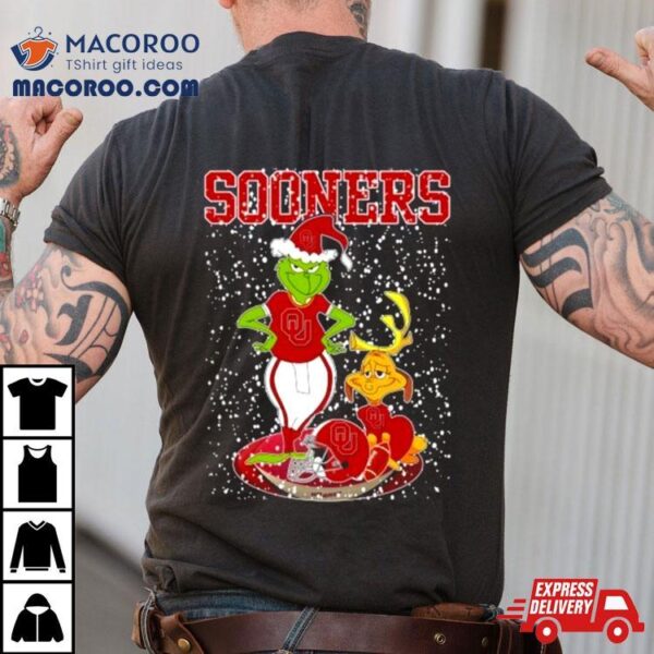 Santa Grinch And Dog Oklahoma Sooners Helmet Merry Christmas Shirtt