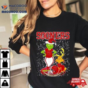 Santa Grinch And Dog Oklahoma Sooners Helmet Merry Christmas T Tshirt