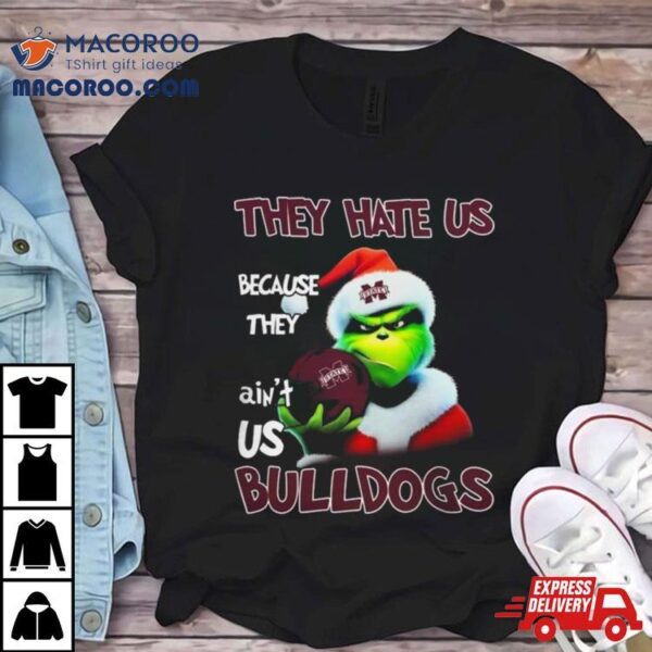 Santa Grinch Christmas They Hate Us Because Ain’t Us Mississippi State Bulldogs Helmet Shirt