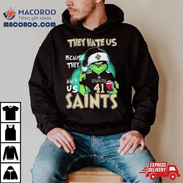 Santa Grinch Christmas They Hate Us Because Ain’t Us New Orleans Saints Helmet Shirt