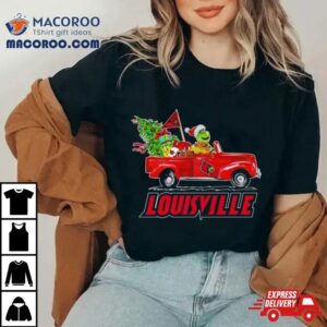 Santa Grinch Driving Car Louisville Cardinals Tshirt