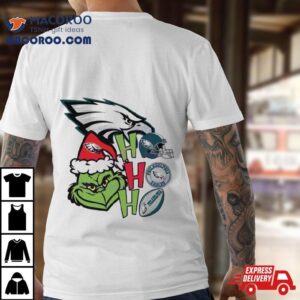 Santa Grinch Head Ho Ho Ho Philadelphia Eagles Logo Tshirt