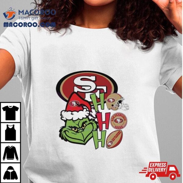 Santa Grinch Head Ho Ho Ho San Francisco 49ers Logo T Shirt