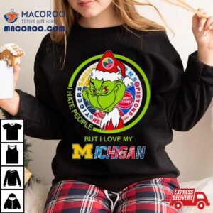 Santa Grinch I Hate People But I Love My Michigan Sports Team Christmas Tshirt