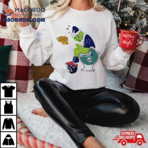 Santa Grinch Indianapolis Colts Shit On Miami Dolphins Toilet And New England Patriots Helmet Christmas Tshirt