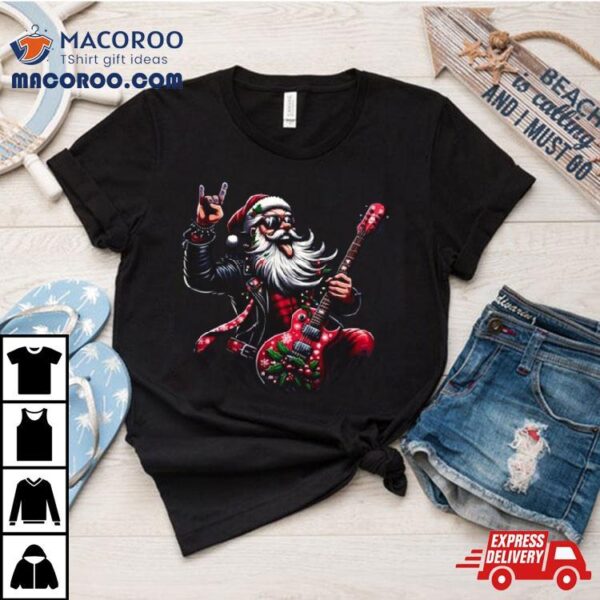 Santa Rockin Jam Rock And Roll Santa Christmas Cool T Shirt