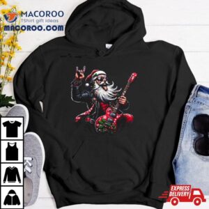 Santa Rockin Jam Rock And Roll Santa Christmas Cool Tshirt