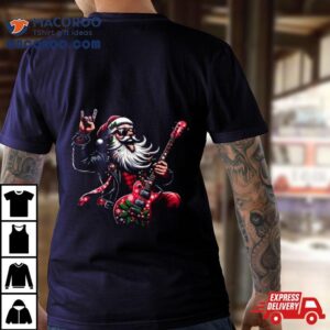 Santa Rockin Jam Rock And Roll Santa Christmas Cool Tshirt