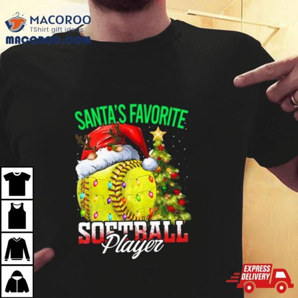 Santa’s Favorite Softball Player Christmas Tree T Shirt