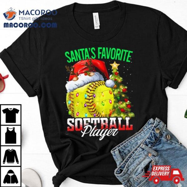 Santa’s Favorite Softball Player Christmas Tree T Shirt