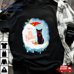 Santa S Moon Face Black Cat Christmas Tshirt