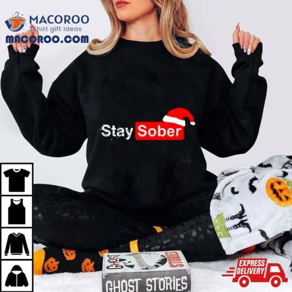 Santa’s Stay Sober Christmas Lights Shirt