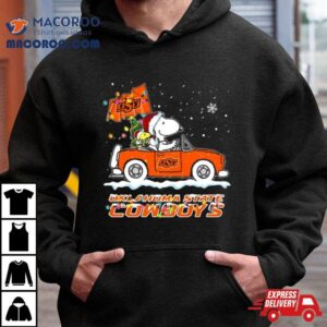 Santa Snoopy And Woodstock Driving Car Oklahoma State Cowboys Tshirt