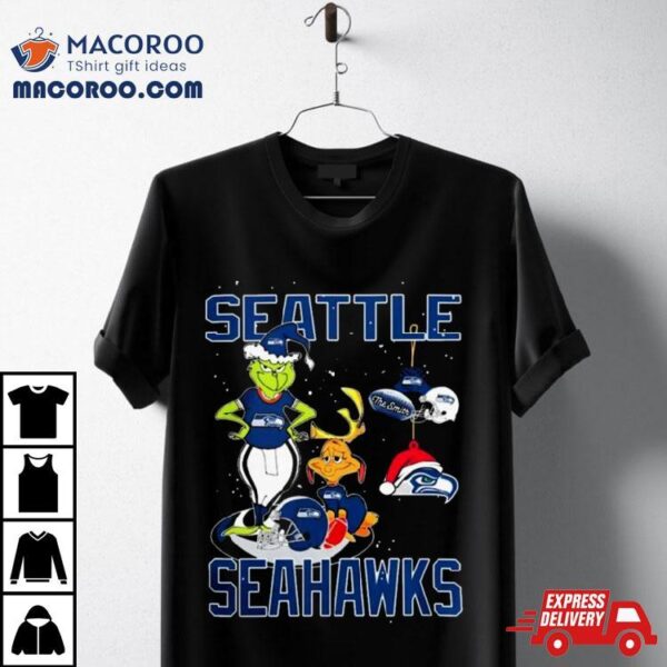 Seattle Seahawks Christmas 2023 The Grinch And Dog Tshirt