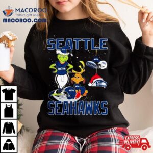 Seattle Seahawks Christmas The Grinch And Dog T Tshirt