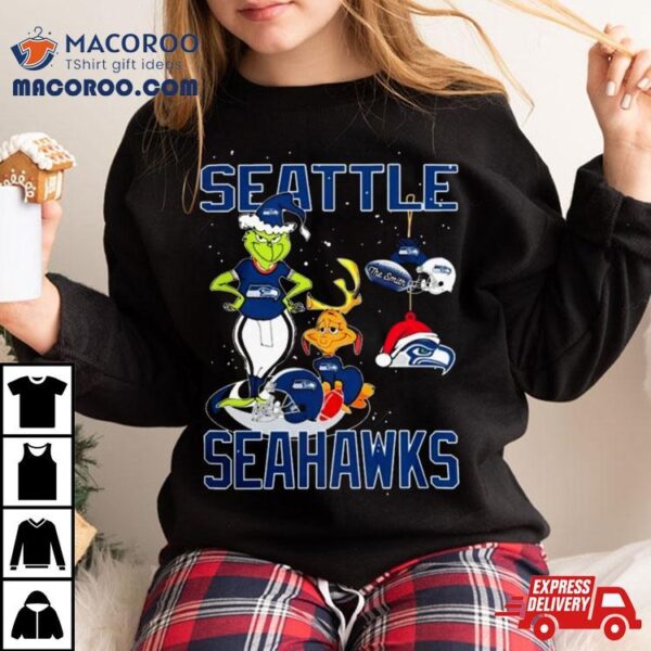 Seattle Seahawks Christmas 2023 The Grinch And Dog Tshirt