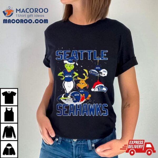 Seattle Seahawks Christmas 2023 The Grinch And Dog Tshirt