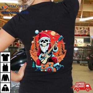 Skeleton Rocker Santa Christmas Vintage Retro Shirt