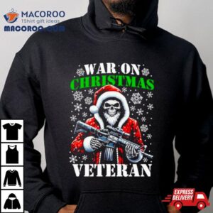 Skeleton Santa War On Christmas Veteran Tshirt