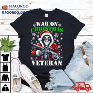 Skeleton Santa War On Christmas Veteran Tshirt