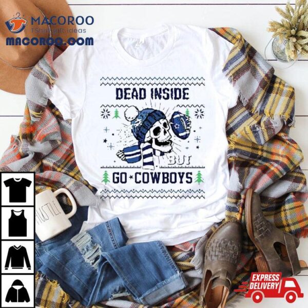 Skull Dead Inside But Go Dallas Cowboys Christmas 2023 Ugly Sweater Shirt