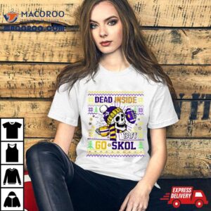 Skull Dead Inside But Go Minnesota Vikings Ugly Christmas Tshirt