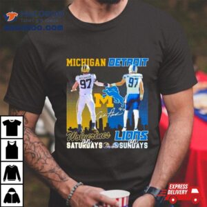 Skyline Aidan Hutchinson Michigan Wolverines On Saturdays Detroit Lions On Sundays Tshirt