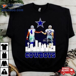 Skyline Dak Prescott And Roger Staubach Cowboys Signatures T Shirt