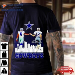 Skyline Dak Prescott And Roger Staubach Cowboys Signatures Tshirt