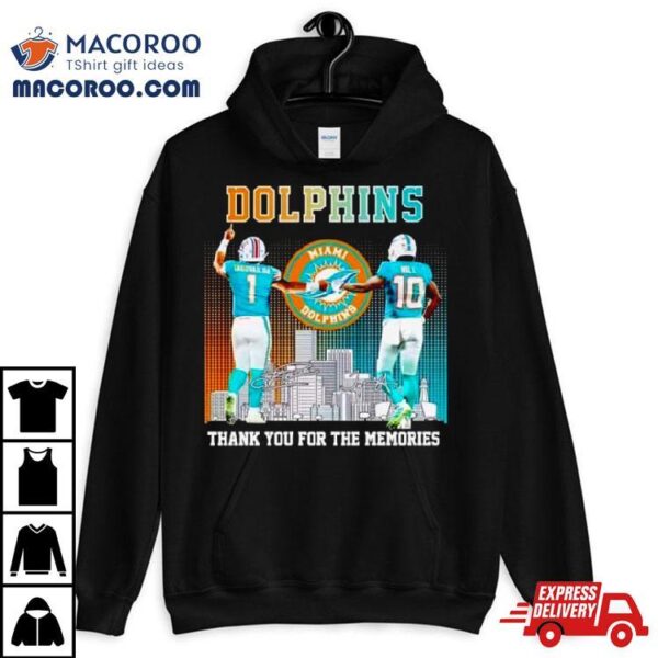 Skyline Miami Dolphins Tua Tagovailoa And Tyreek Hill Thank You For The Memories T Shirt