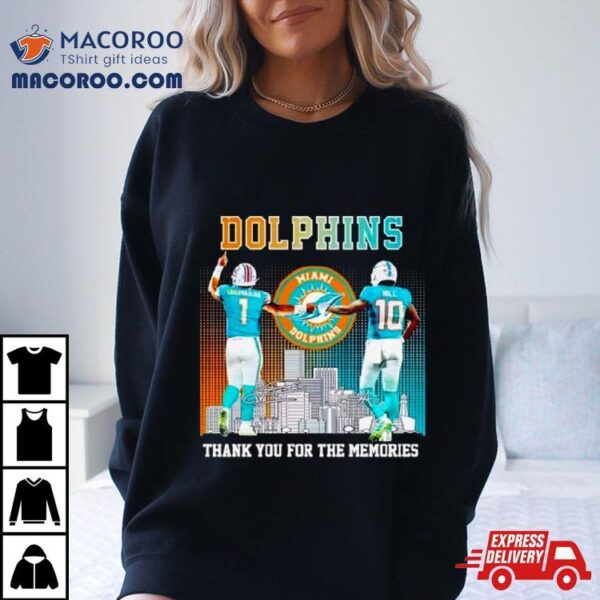 Skyline Miami Dolphins Tua Tagovailoa And Tyreek Hill Thank You For The Memories T Shirt