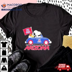 Snoopy And Woodstock Driving Car Arizona Wildcats Basketball Tshirt