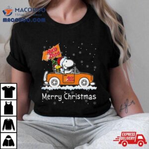 Snoopy And Woodstock Driving Car Auto Zone Christmas Tshirt