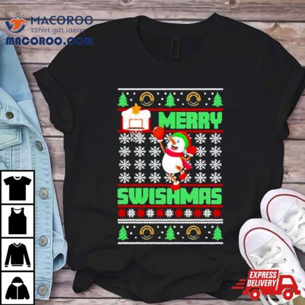 Snowman Play Basetball Merry Shirt