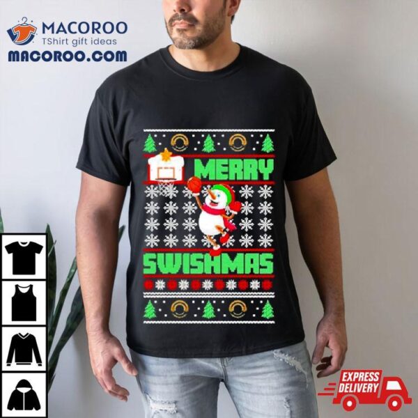 Snowman Play Basetball Merry Shirt