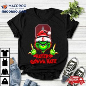 Stanford Cardinal Grinch Santa Middle Finger Haters Gonna Hate Tshirt