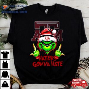 Texas A Amp M Aggies Grinch Santa Middle Finger Haters Gonna Hate Tshirt