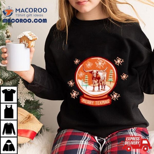 Texas Longhorn Snow Globe Merry Texmas Shirt