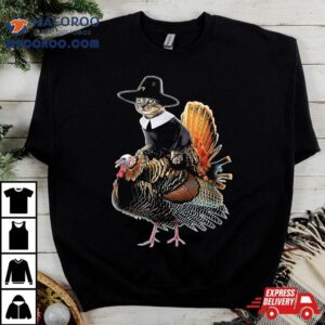 Thanksgiving Cat Pilgrim Costume Turkey Tshirt