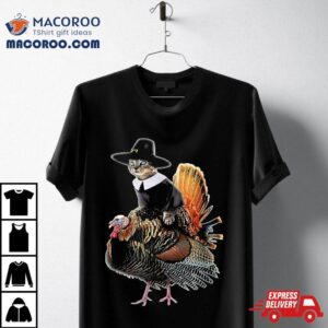 Thanksgiving Cat Pilgrim Costume Turkey Tshirt