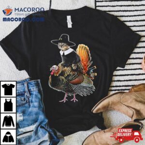 Thanksgiving Cat Pilgrim Costume Turkey Tshirt