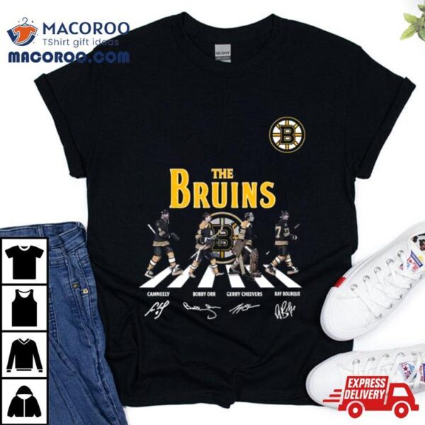 The Boston Bruins Cam Neely Bobby Orr Gerry Cheevers Ray Bourque Abbey Road Signatures 2023 T Shirt