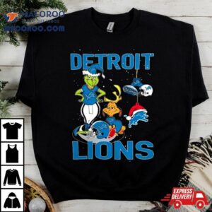 The Grinch And Dog Detroit Lions Christmas Tshirt