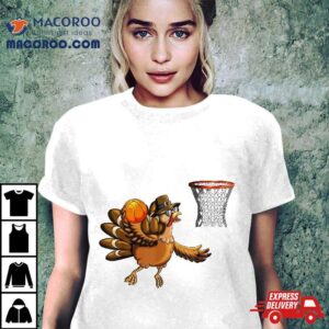 Turkey Plays Basketball Hoop Thanksgiving Day Tshirt