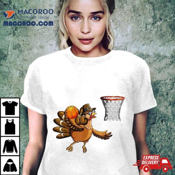 Turkey Plays Basketball Hoop Thanksgiving Day Shirt