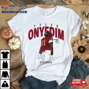 Tyler Onyedim Cartoon Drop Cyclones Football Signature T Shirt