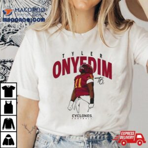 Tyler Onyedim Cartoon Drop Cyclones Football Signature Tshirt